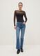 Black slim fit bodysuit with sheer accents_1