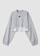 Grey cotton blend cropped sweatshirt with regular fit_4