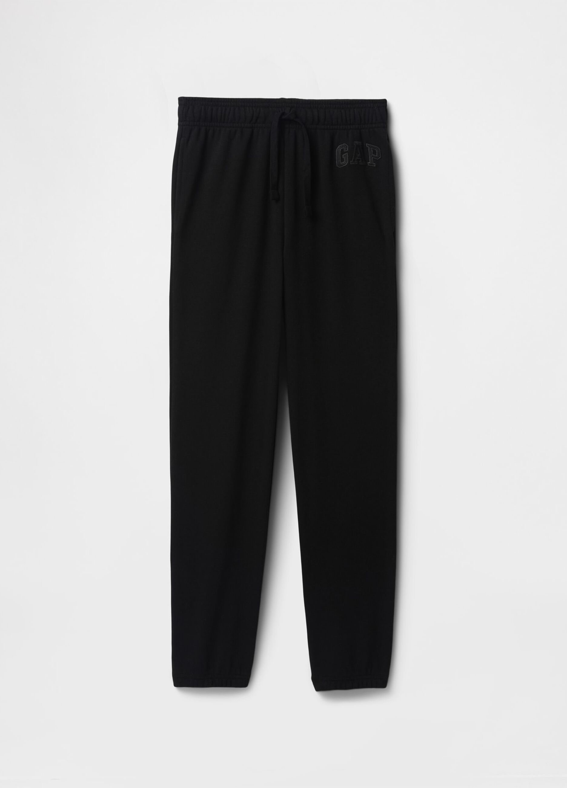 Regular fit black cotton blend jogger trousers for kids
