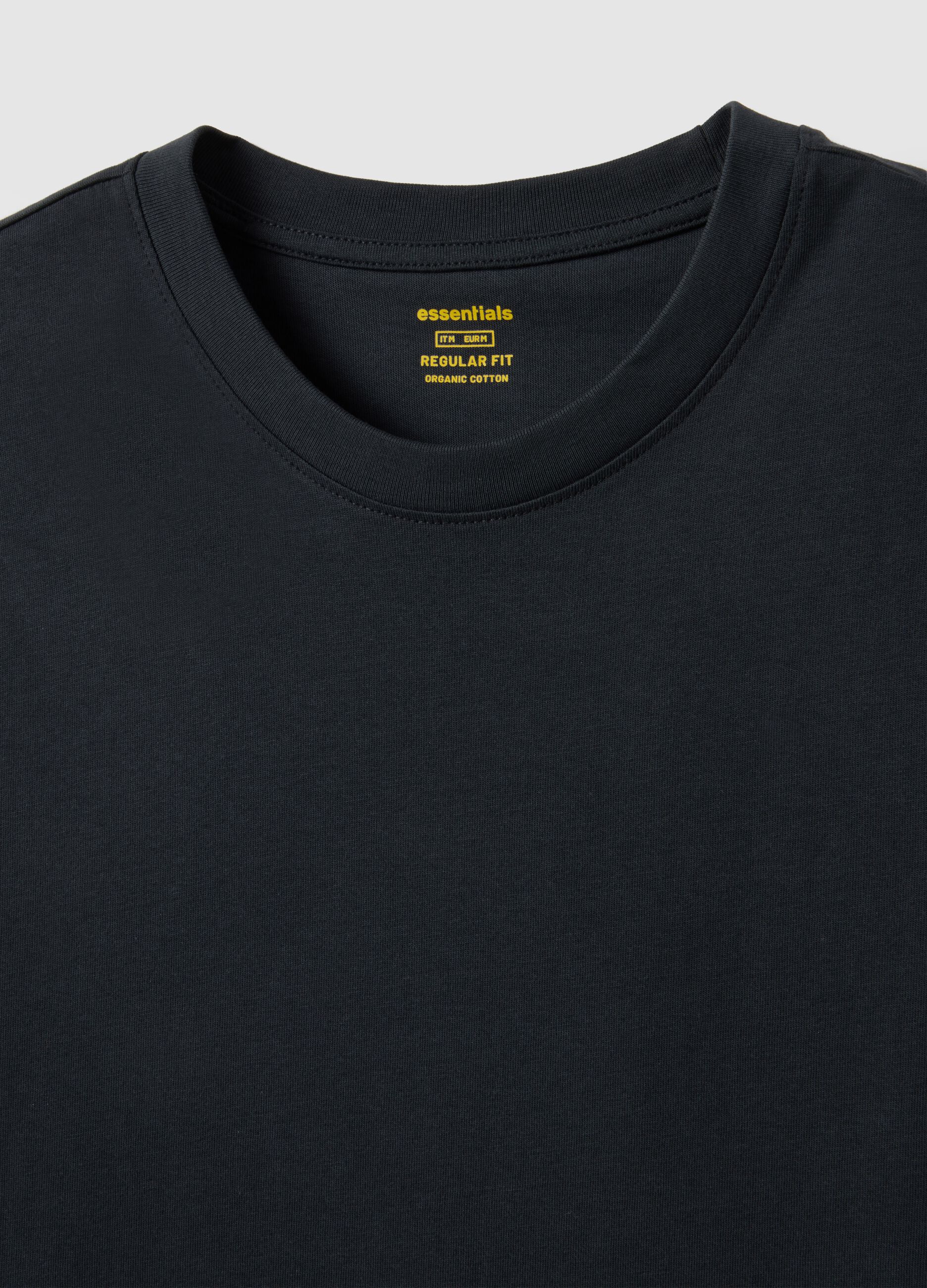Black pure cotton regular fit t-shirt