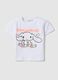 Girl's white stretch cotton T-shirt with print_0