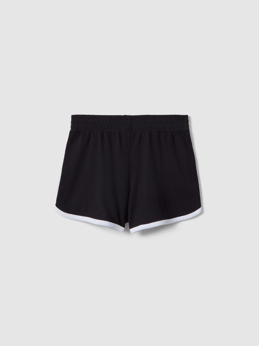 Girl's black pure cotton slim fit shorts_4