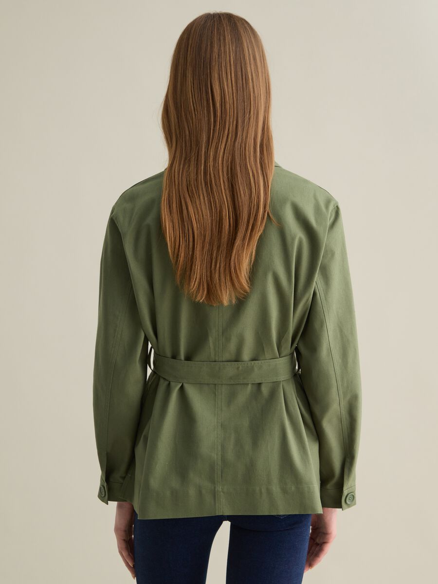 Giacca da donna in cotone e lino verde regular fit_3