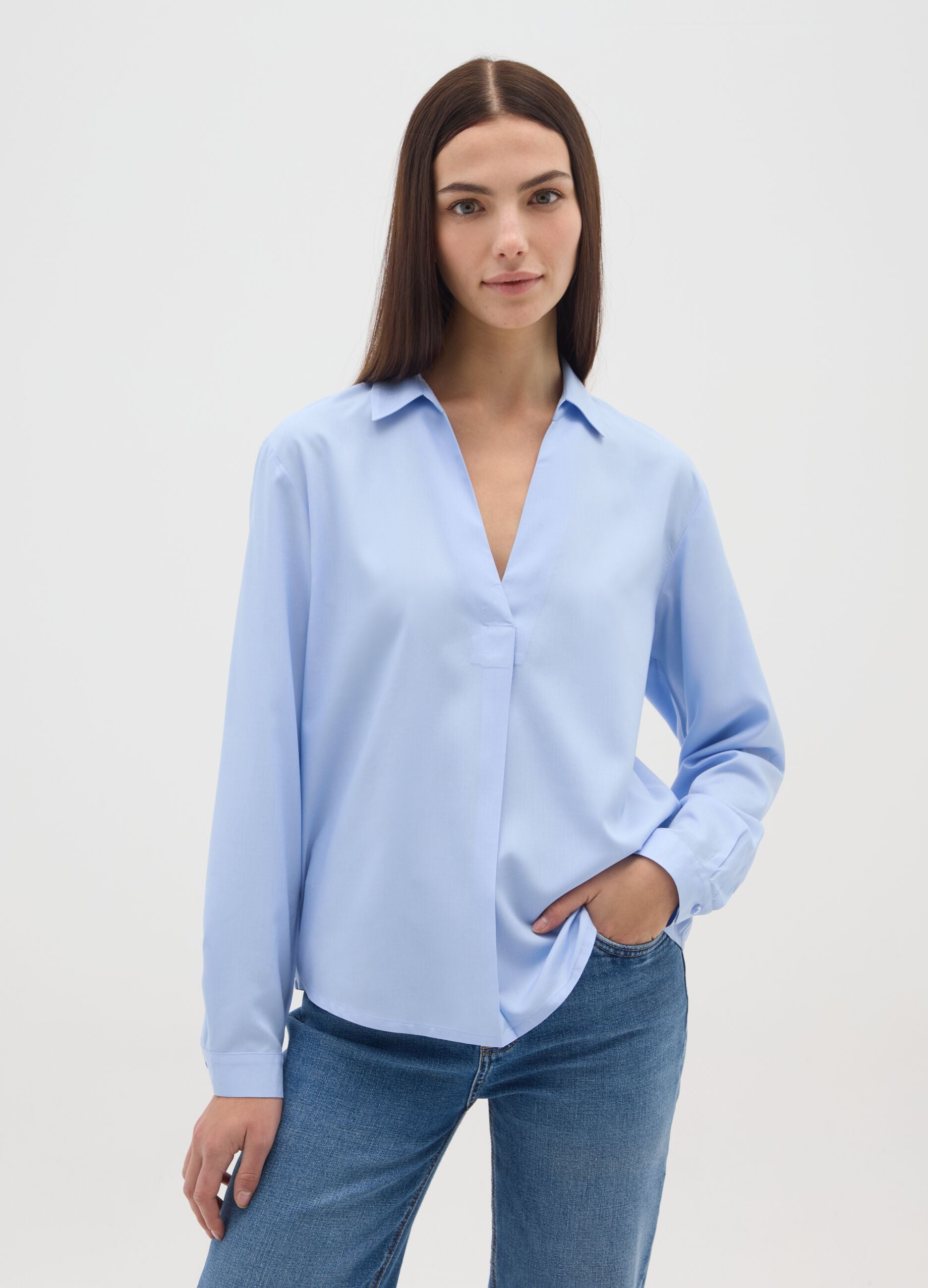 Light blue long-sleeve regular fit shirt