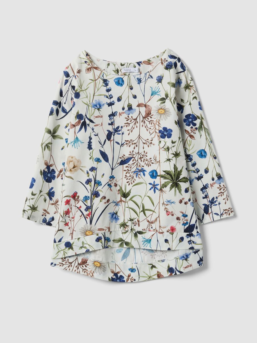 White stretch-cotton blouse with floral print_4