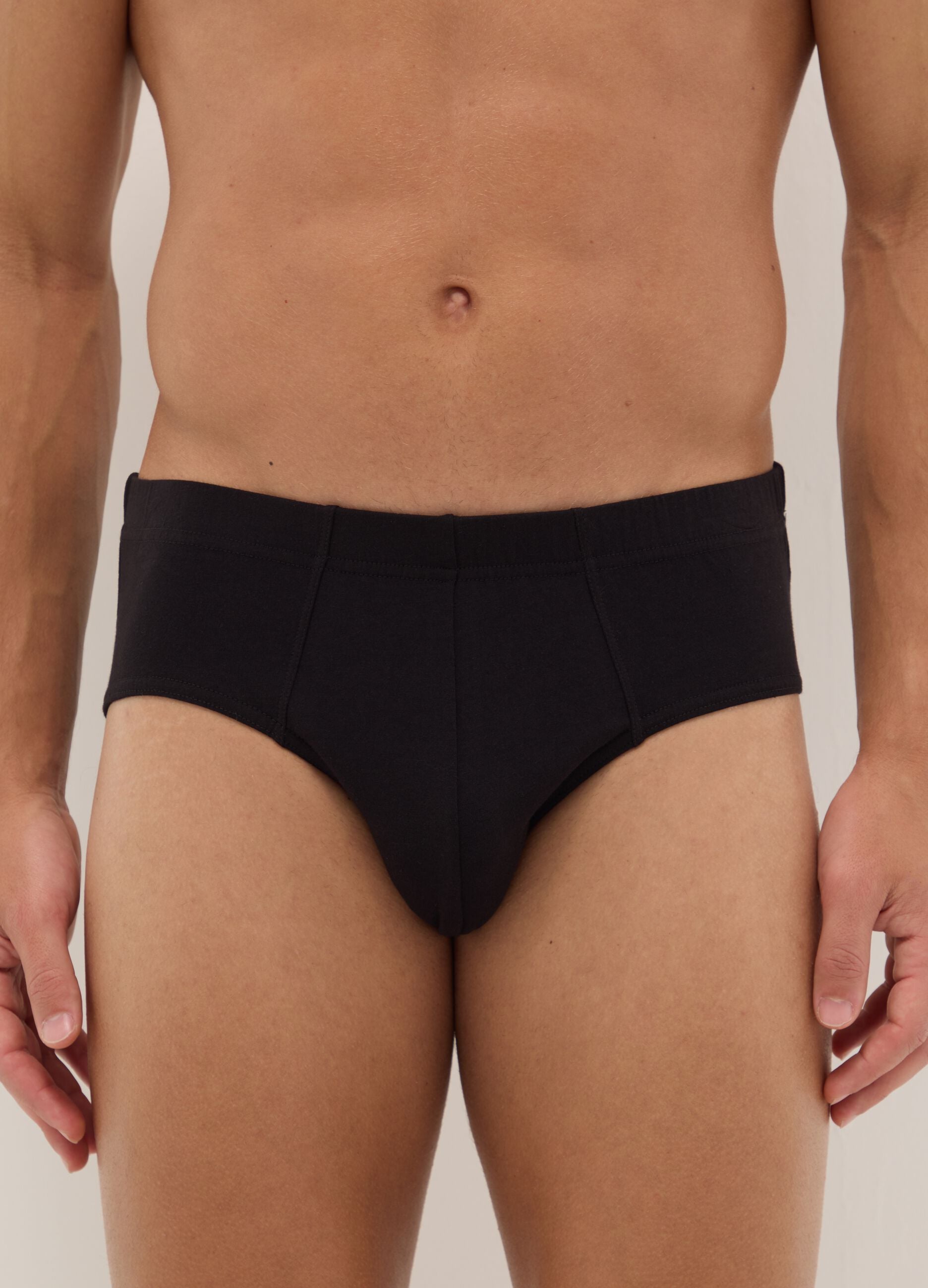 Pack of black stretch cotton regular fit briefs