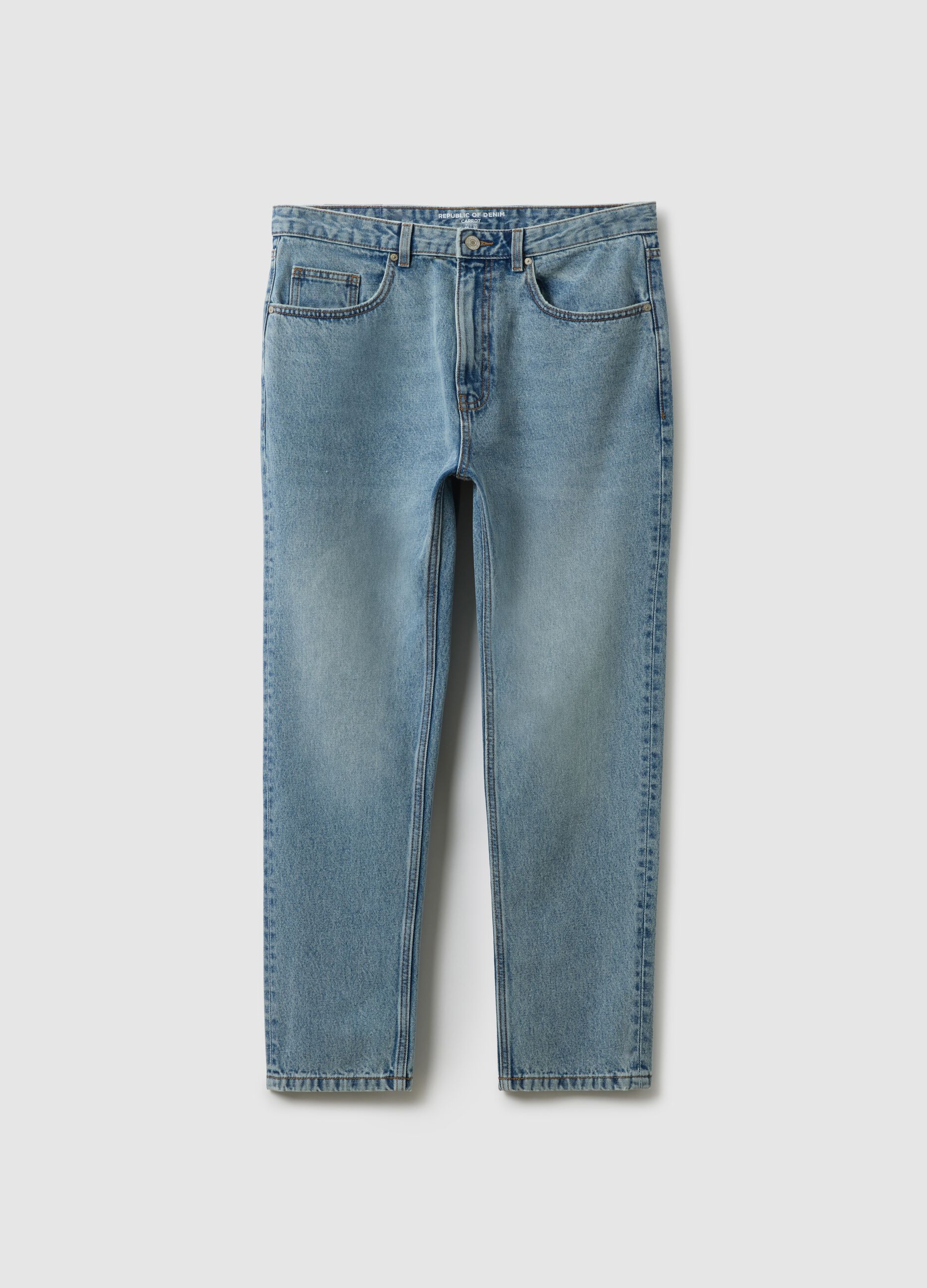Pure Cotton Denim Blue Carrot Fit Jeans