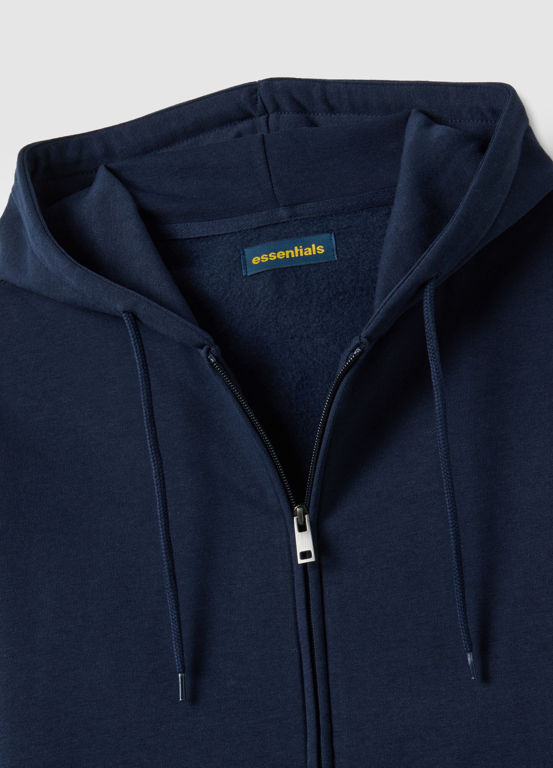 Blue regular fit cotton-blend hoodie with zip