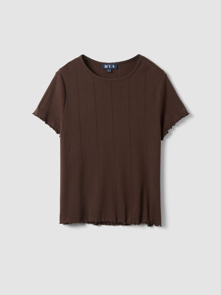 T-shirt in puro cotone marrone a righe regular fit_4