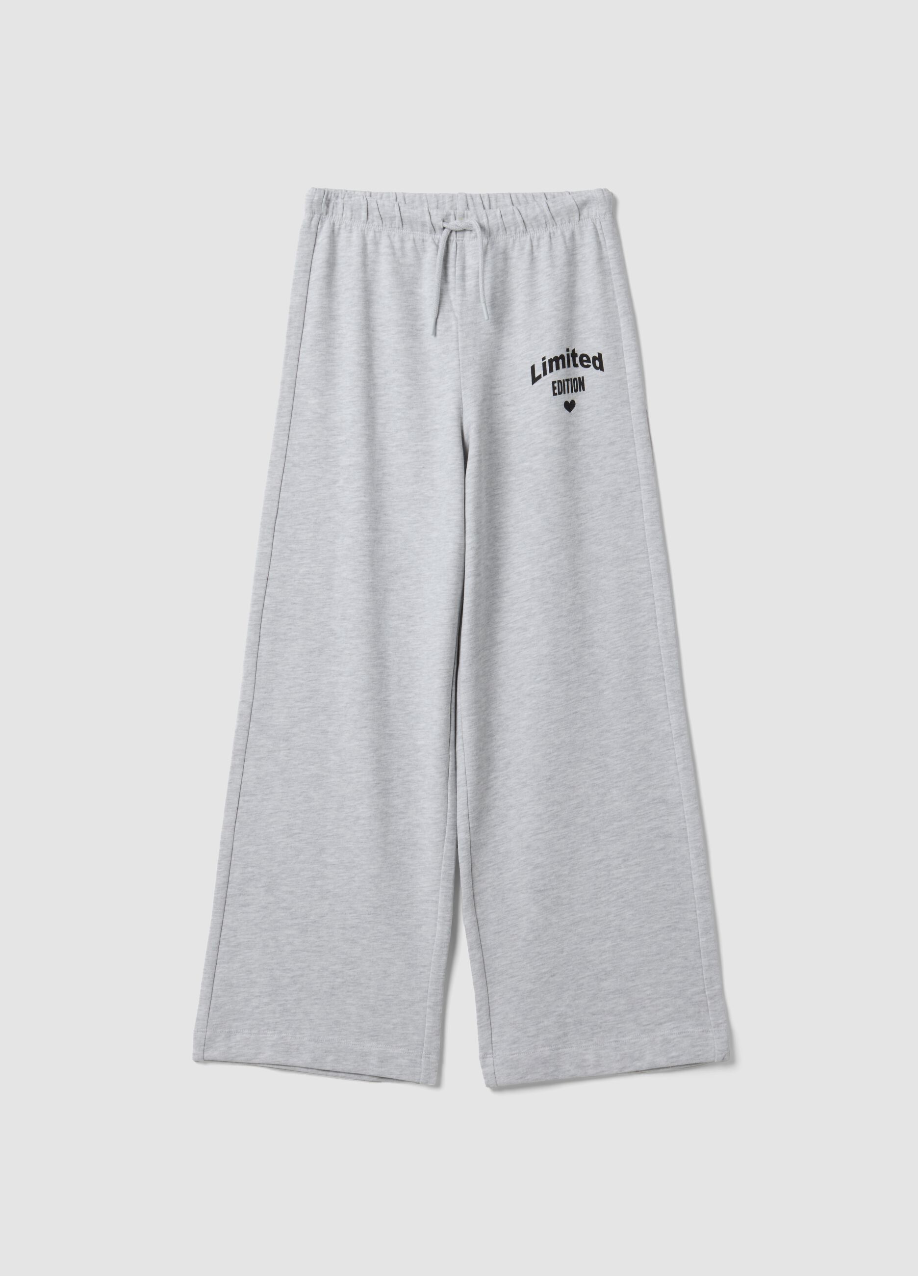 Grey cotton and viscose blend culotte-fit joggers for girls