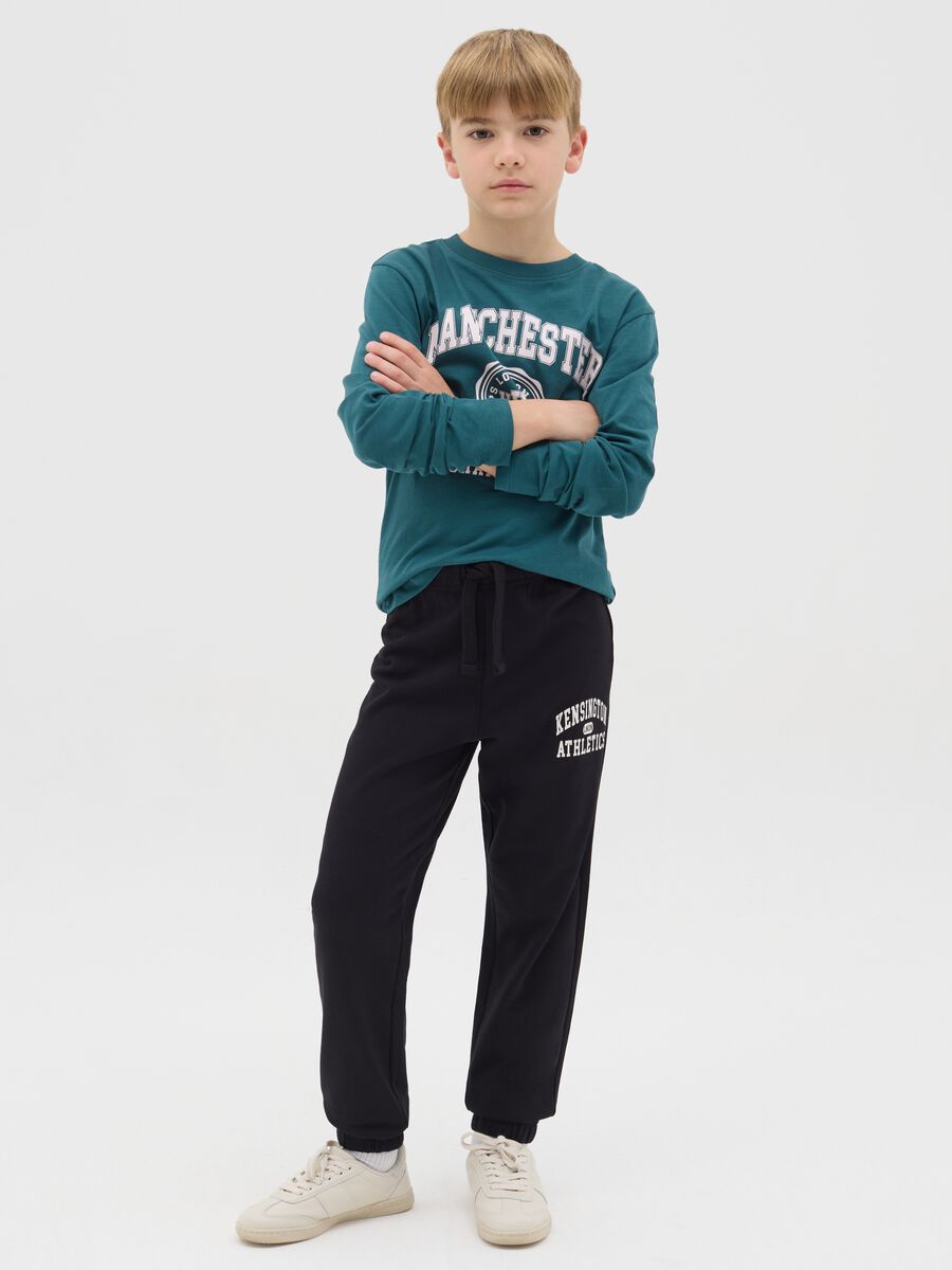 Fleece joggers with drawstring and print_0