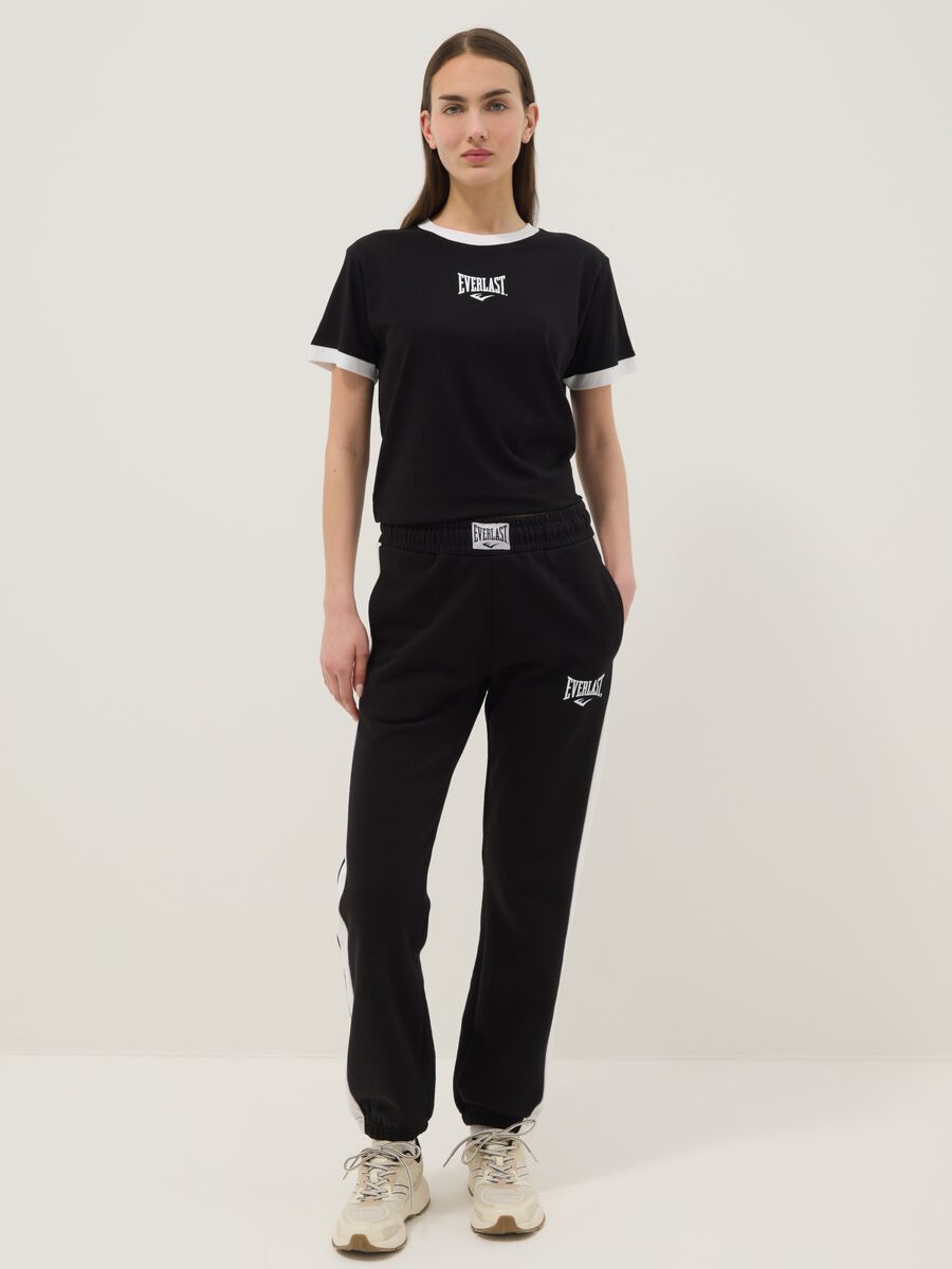 Multicolour striped cotton blend jogger trousers, regular fit with logo_0