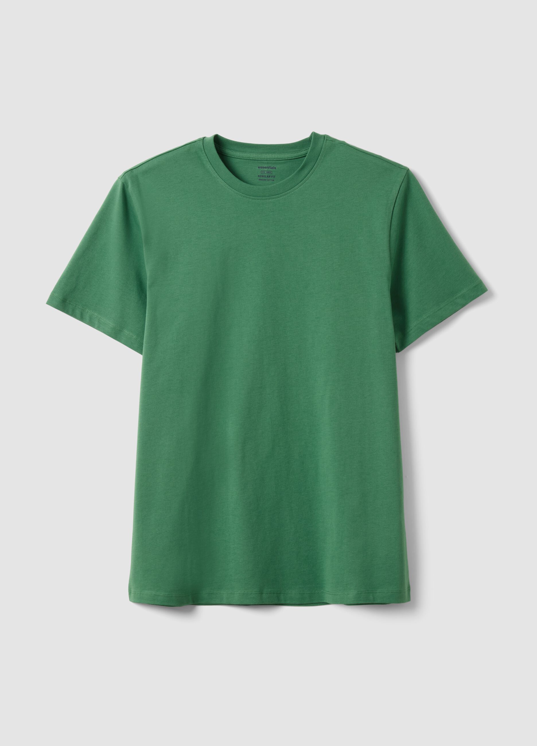 Green pure cotton short-sleeved t-shirt regular fit