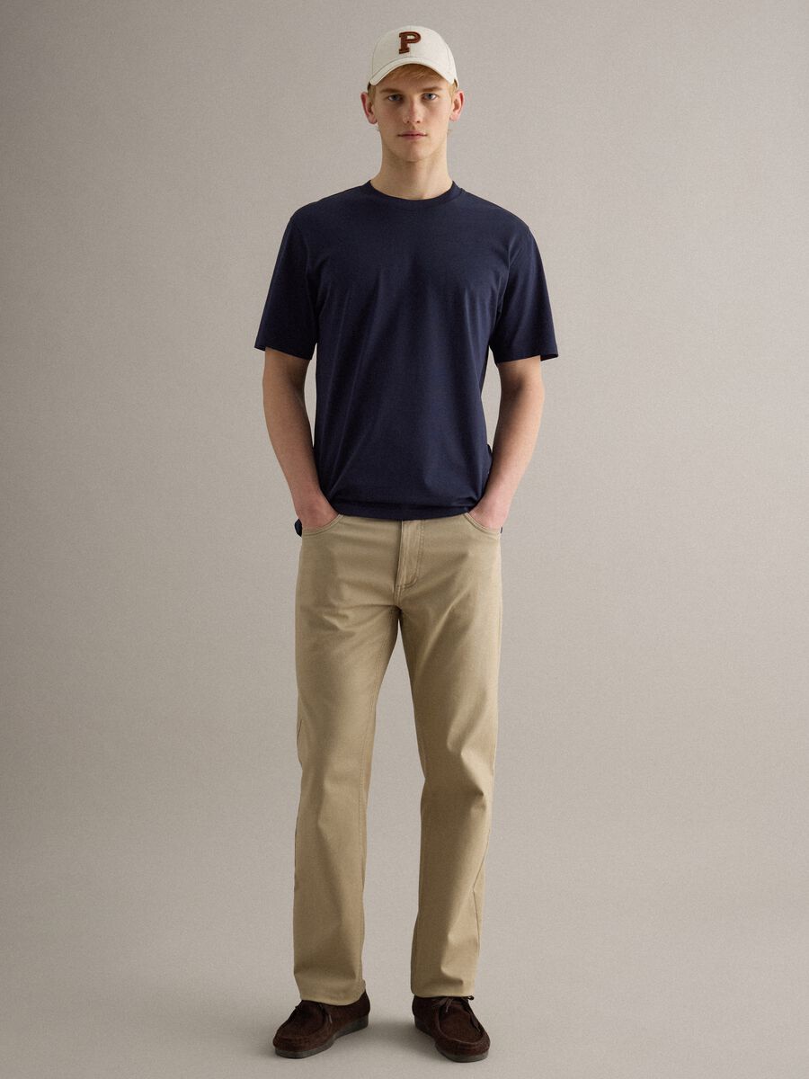 Blue Crew Neck Pure Cotton Relaxed Fit T-Shirt_2