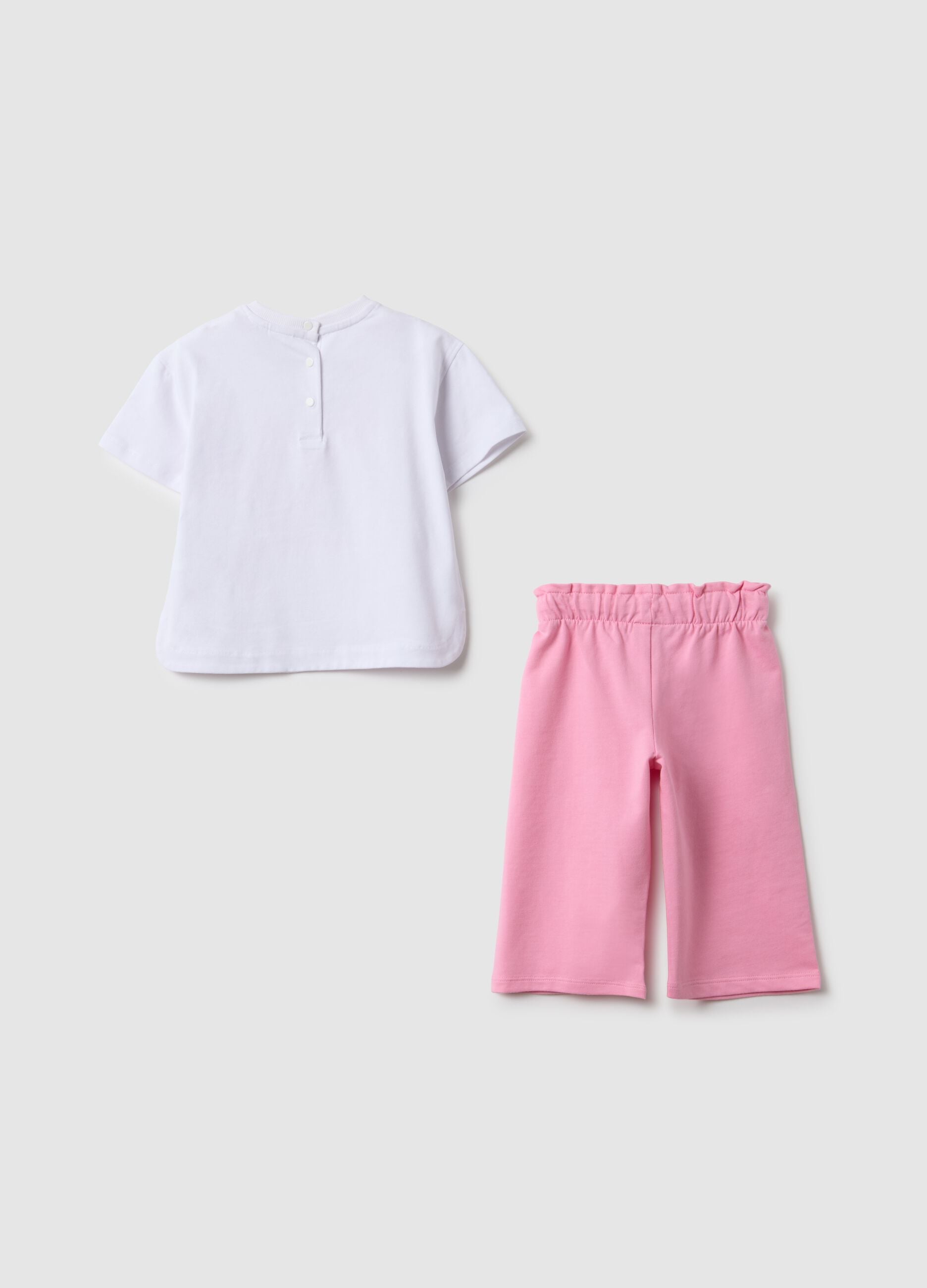 Multicolour cotton blend t-shirt and trousers set for regular fit girls