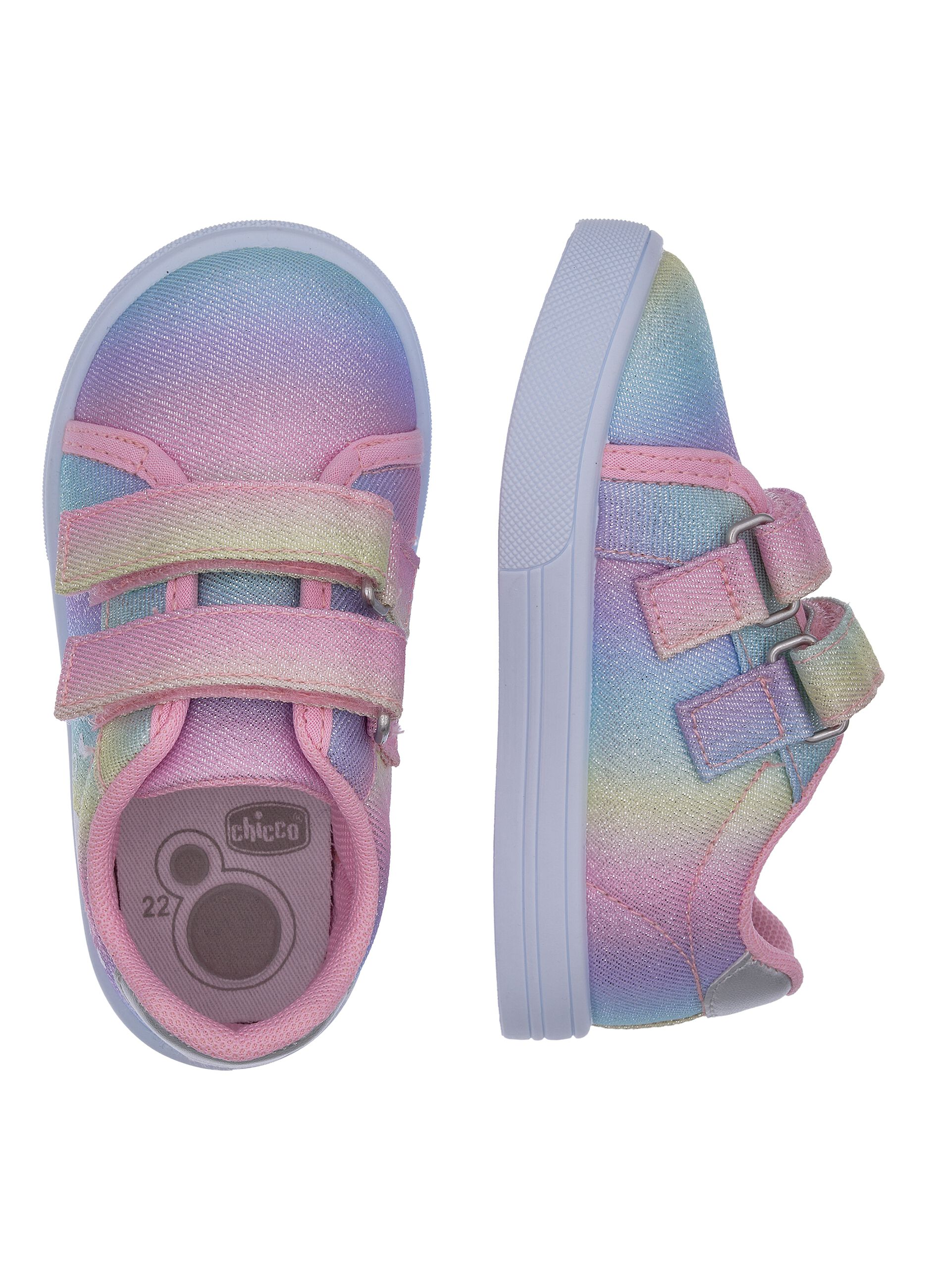 Multicolour girls&rsquo; sneakers with velcro closure and heart pattern