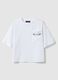 White cotton blend relaxed fit T-shirt with decorative pocket_4