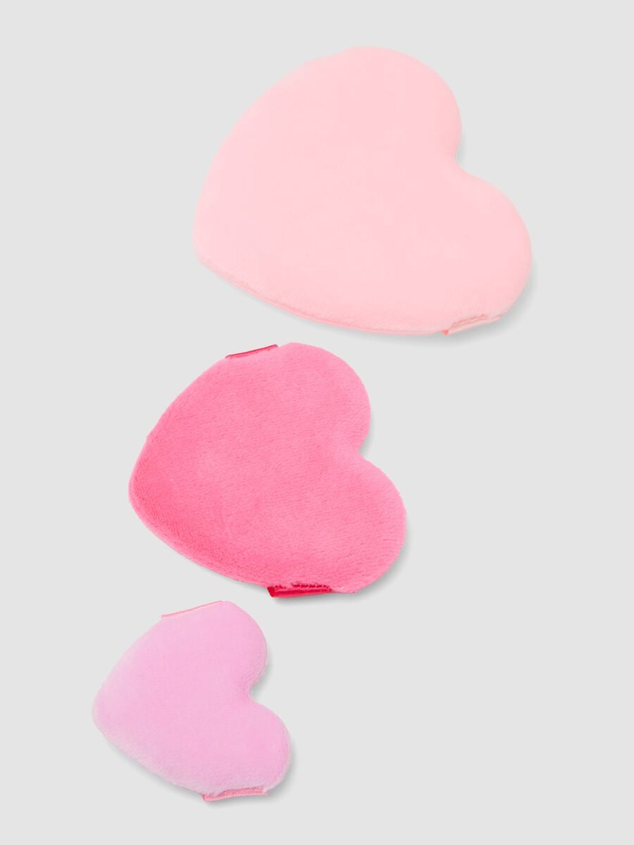 Pink set of 3 heart-shaped powder puffs_2