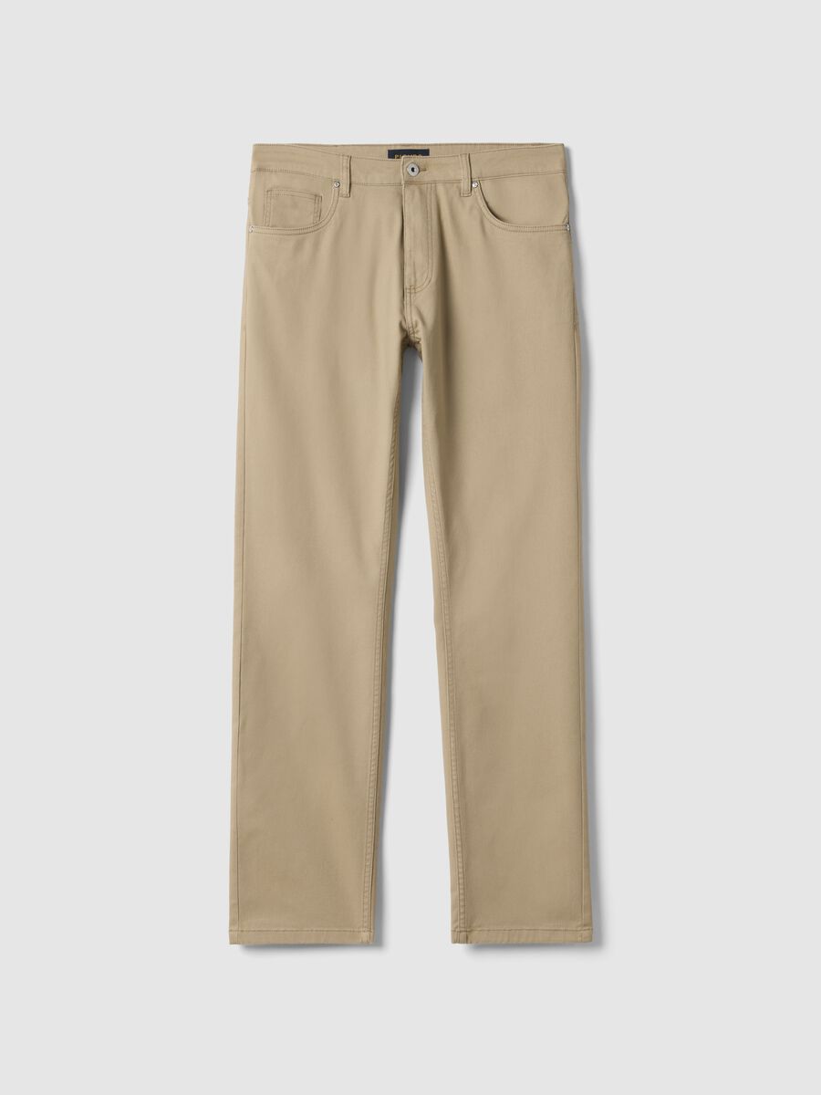 Black Regular Fit Stretch Twill Trousers_4