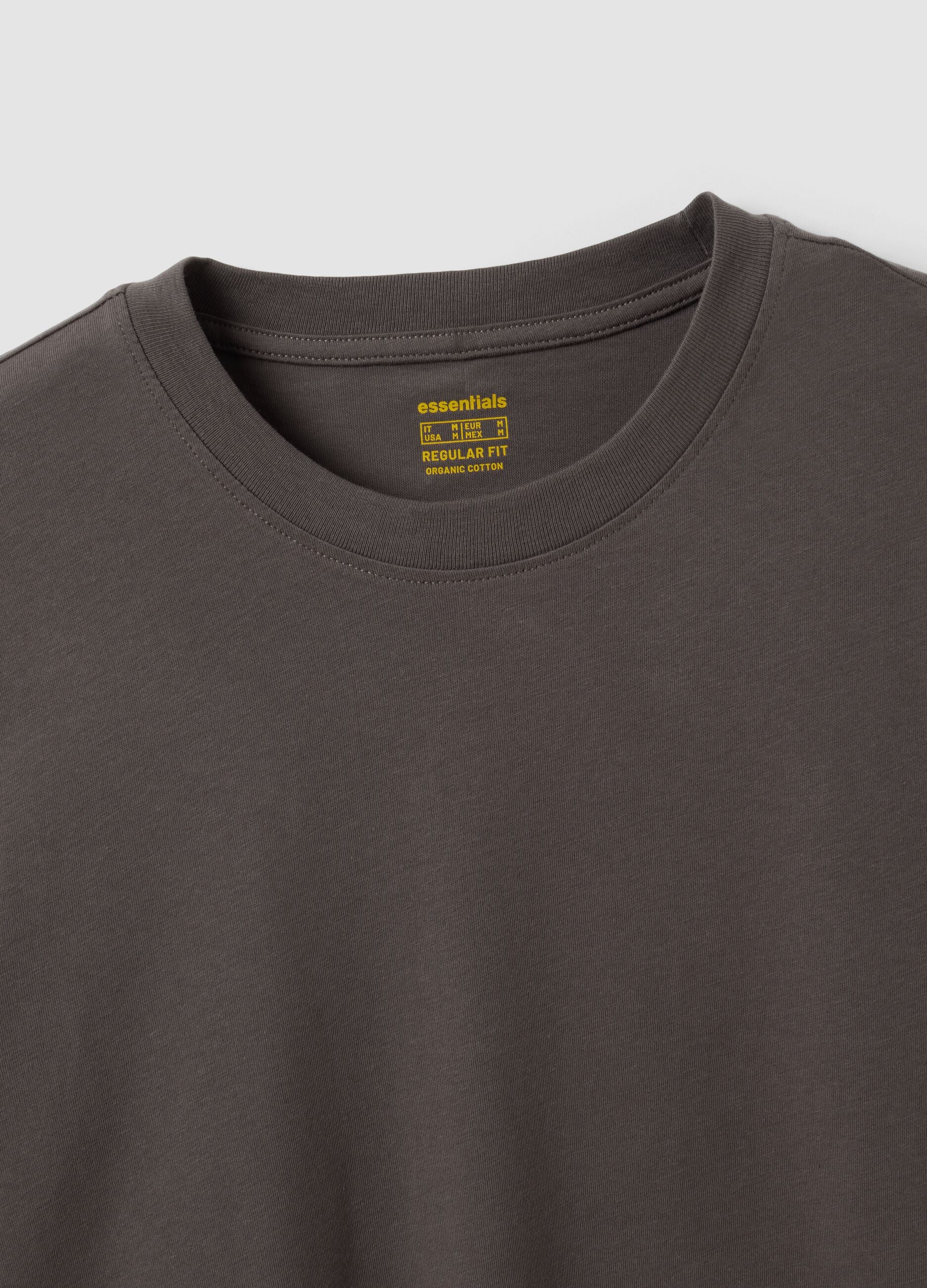Grey long-sleeve crew-neck T-shirt in 100% organic cotton