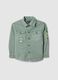 Green oversized fit pure cotton shirt for boys_0