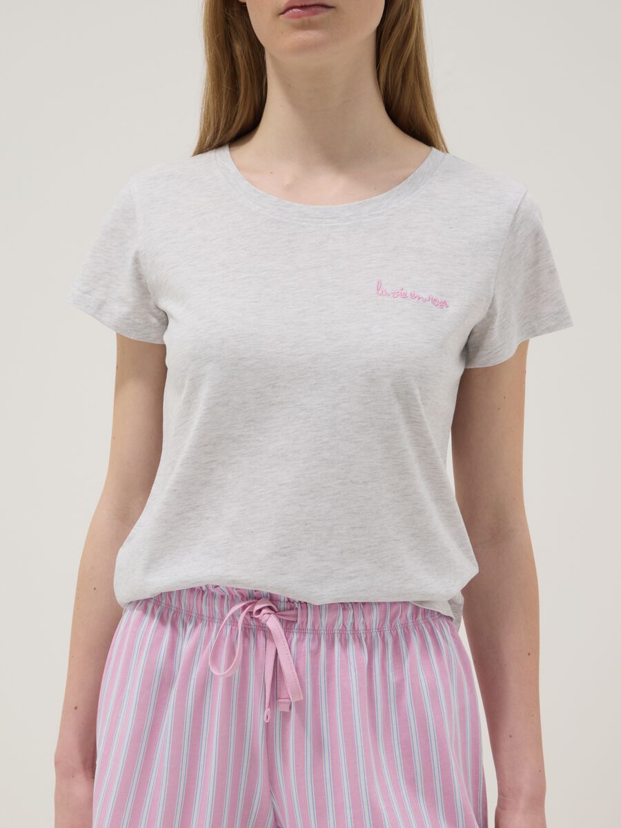 Short striped multicoloured stretch cotton pyjamas, regular fit_3