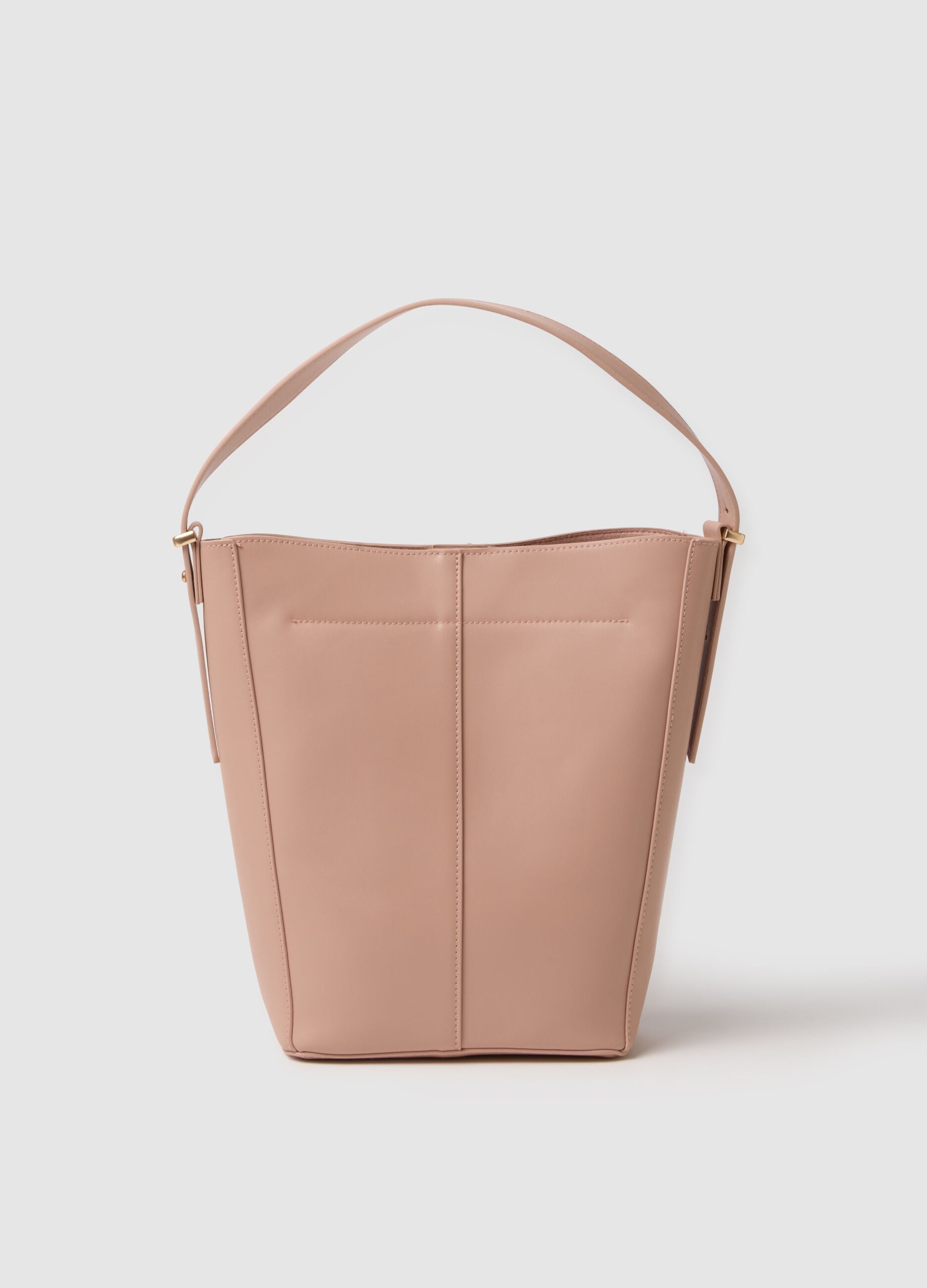 Pink bucket bag with gold details