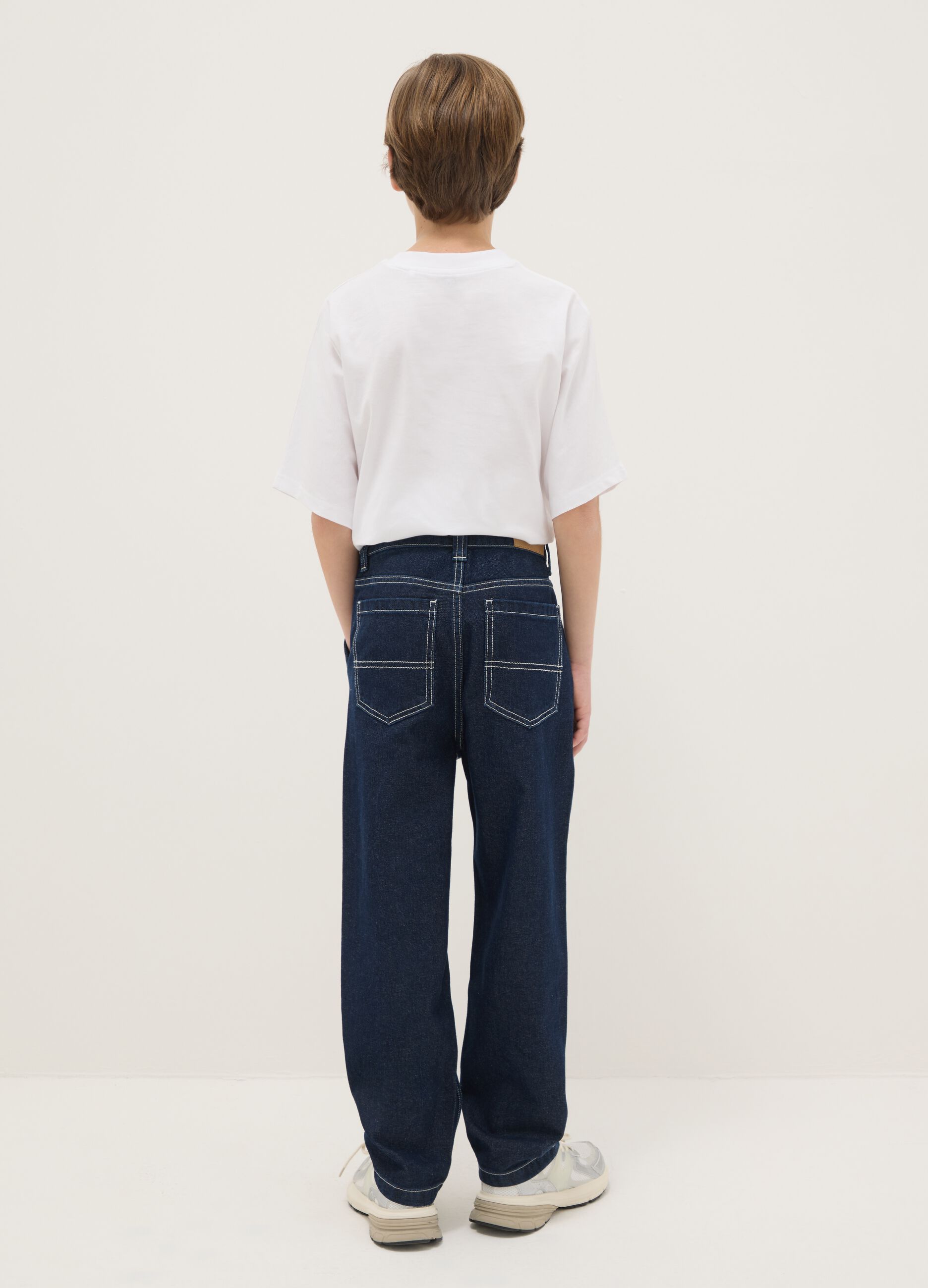 Boys' blue pure cotton relaxed fit jeans