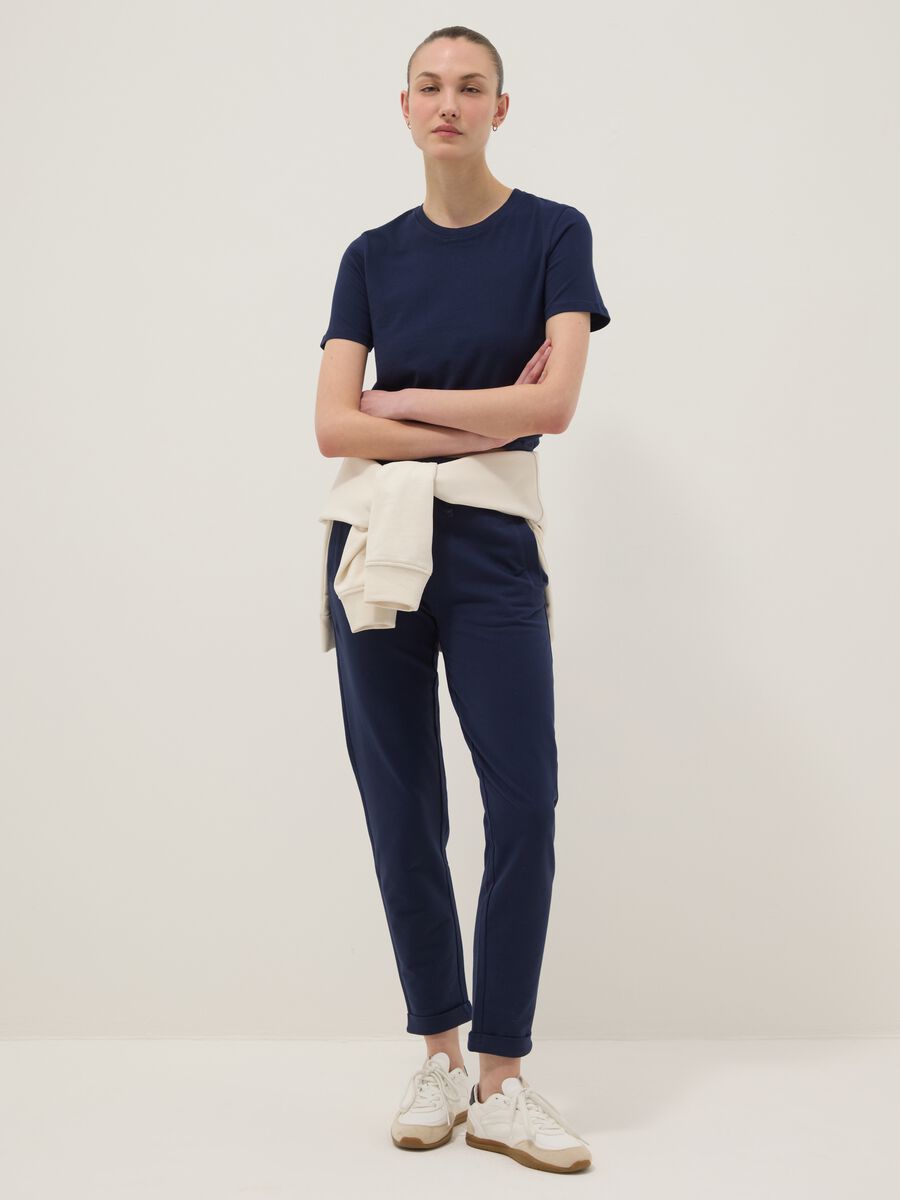 T-shirt a maniche corte in puro cotone blu regular fit_2