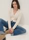 Regular fit beige pure cotton cardigan with perforated design_0