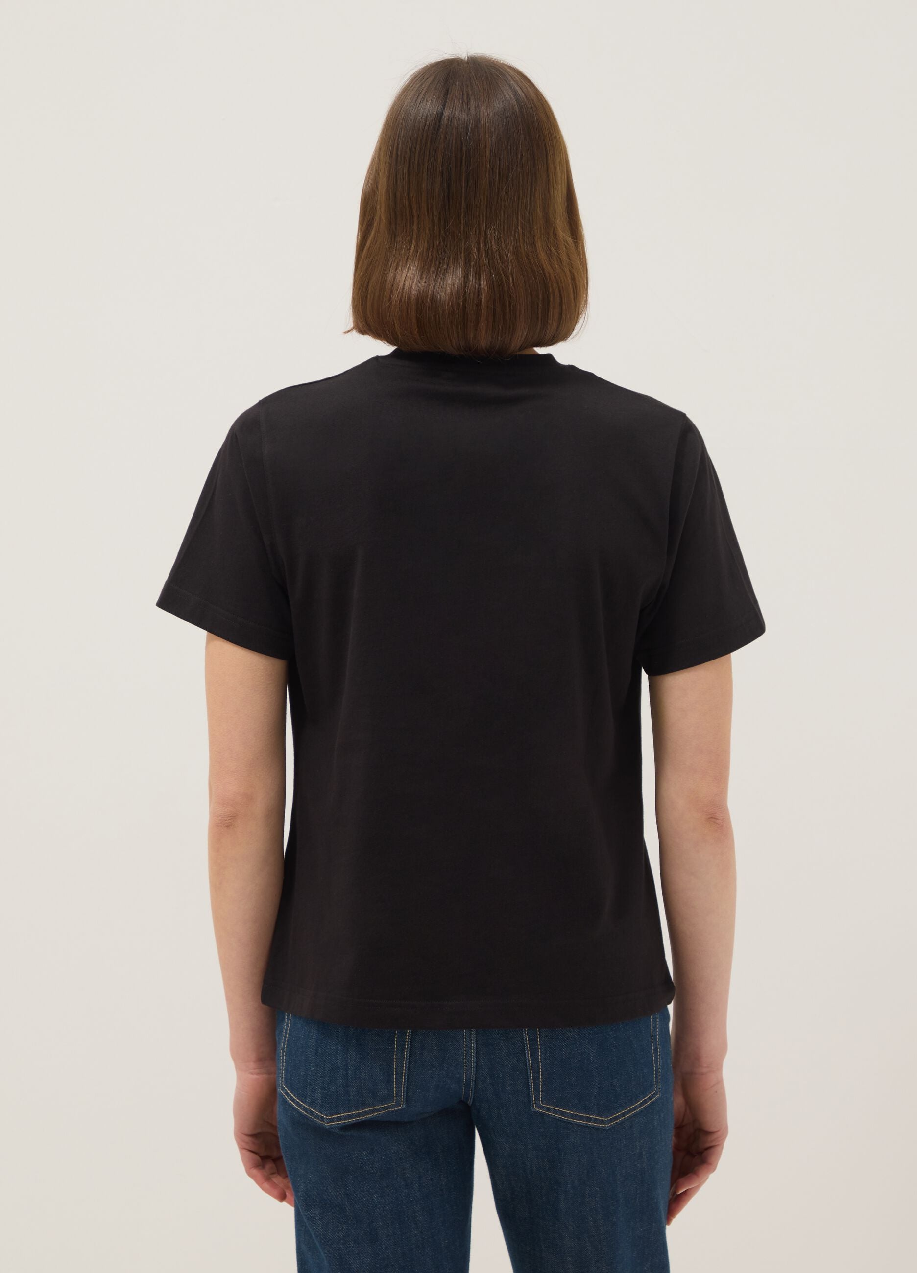 Black pure cotton regular fit T-shirt with sparkly Mickey Mouse