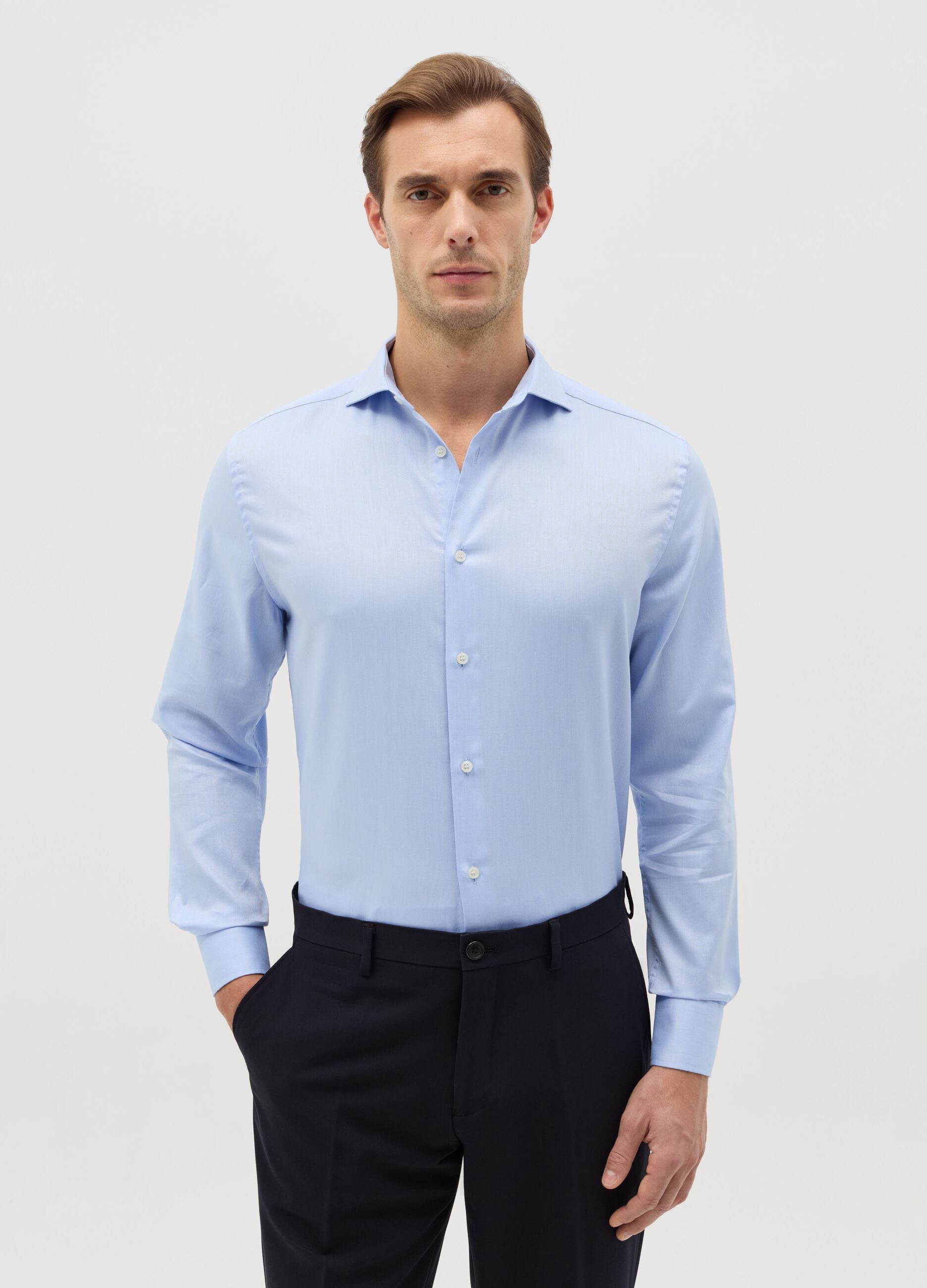 Regular-fit shirt in easy-iron Oxford cotton