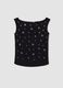 Black stretch cotton top with metal eyelets, regular fit_0