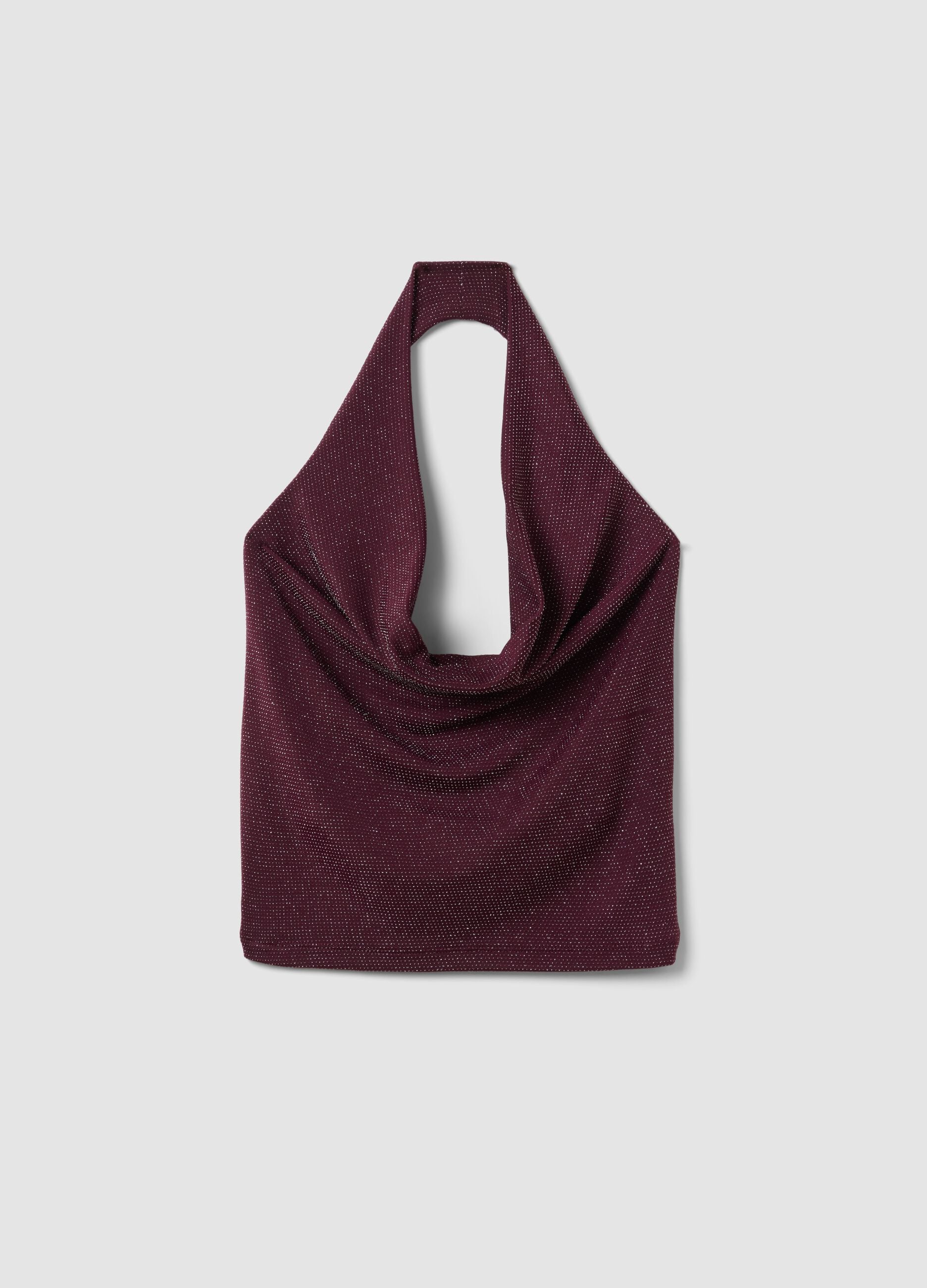 Purple halterneck top in stretch fabric, regular fit