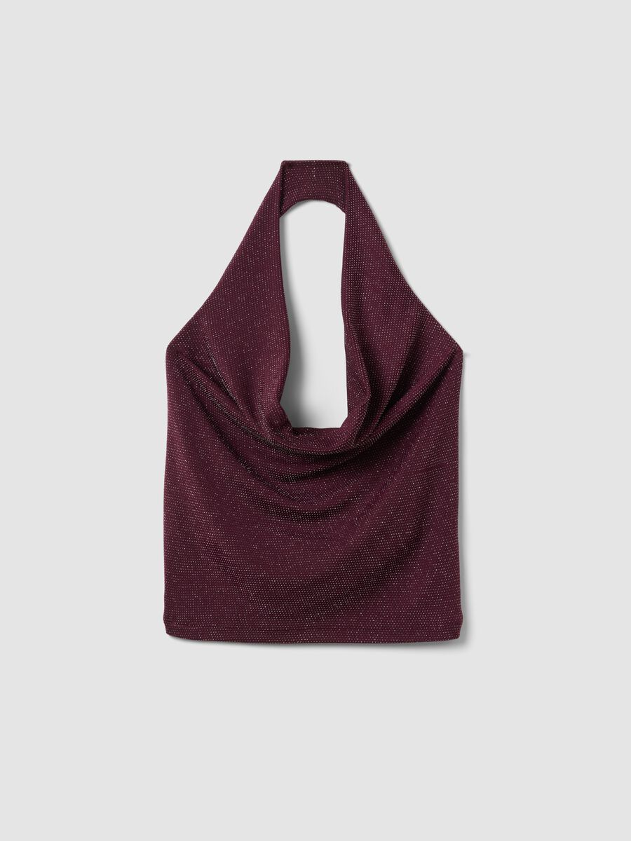 Purple halterneck top in stretch fabric, regular fit_4