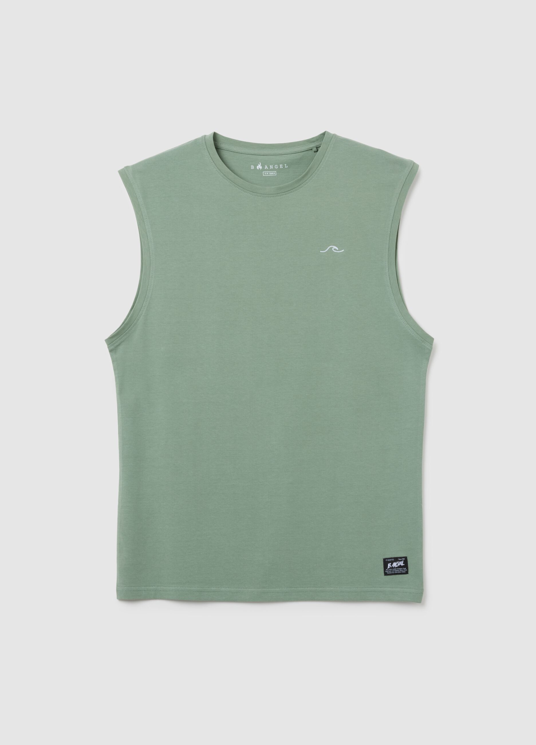 Men&rsquo;s green vest top in 100% cotton with regular fit