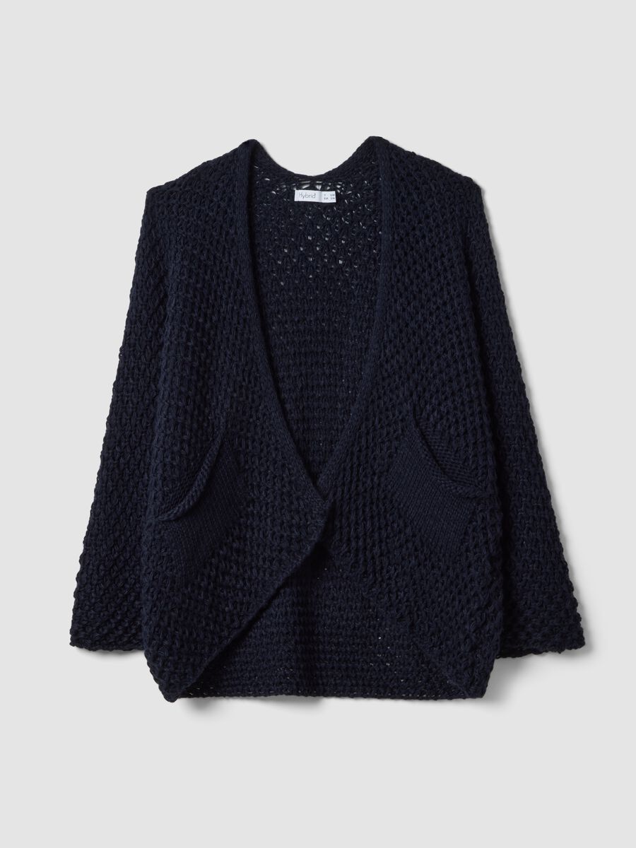 Regular fit blue woven knit cardigan_4