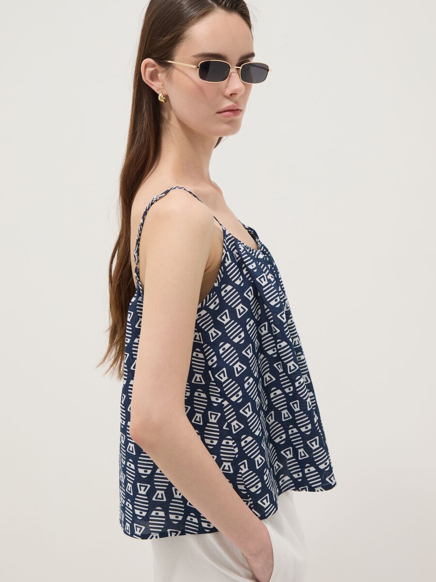 Blue pure cotton cami top with thin straps_0