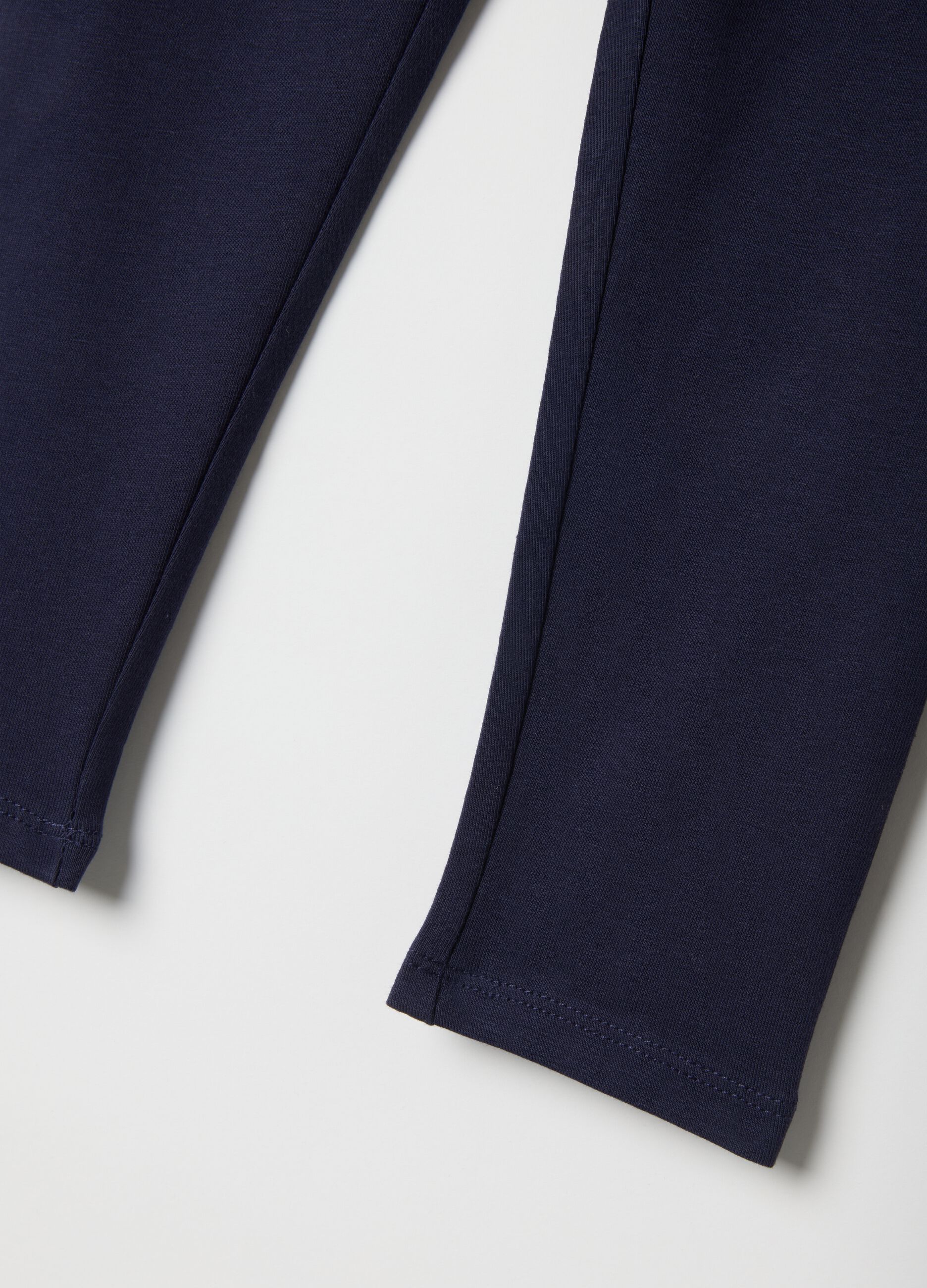 Girls' slim fit blue stretch cotton leggings