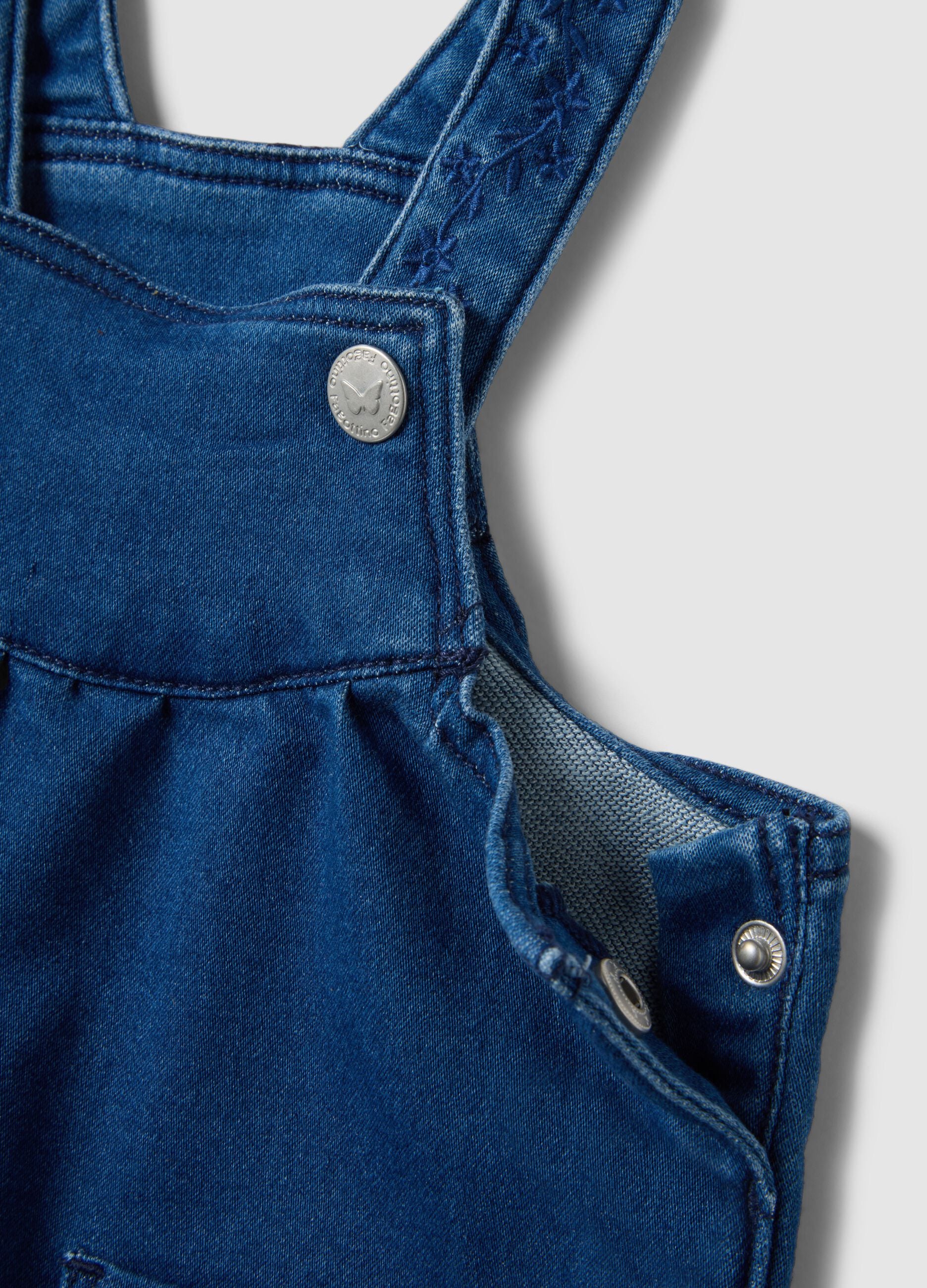 Blue stretchy cotton regular fit dungarees for babies