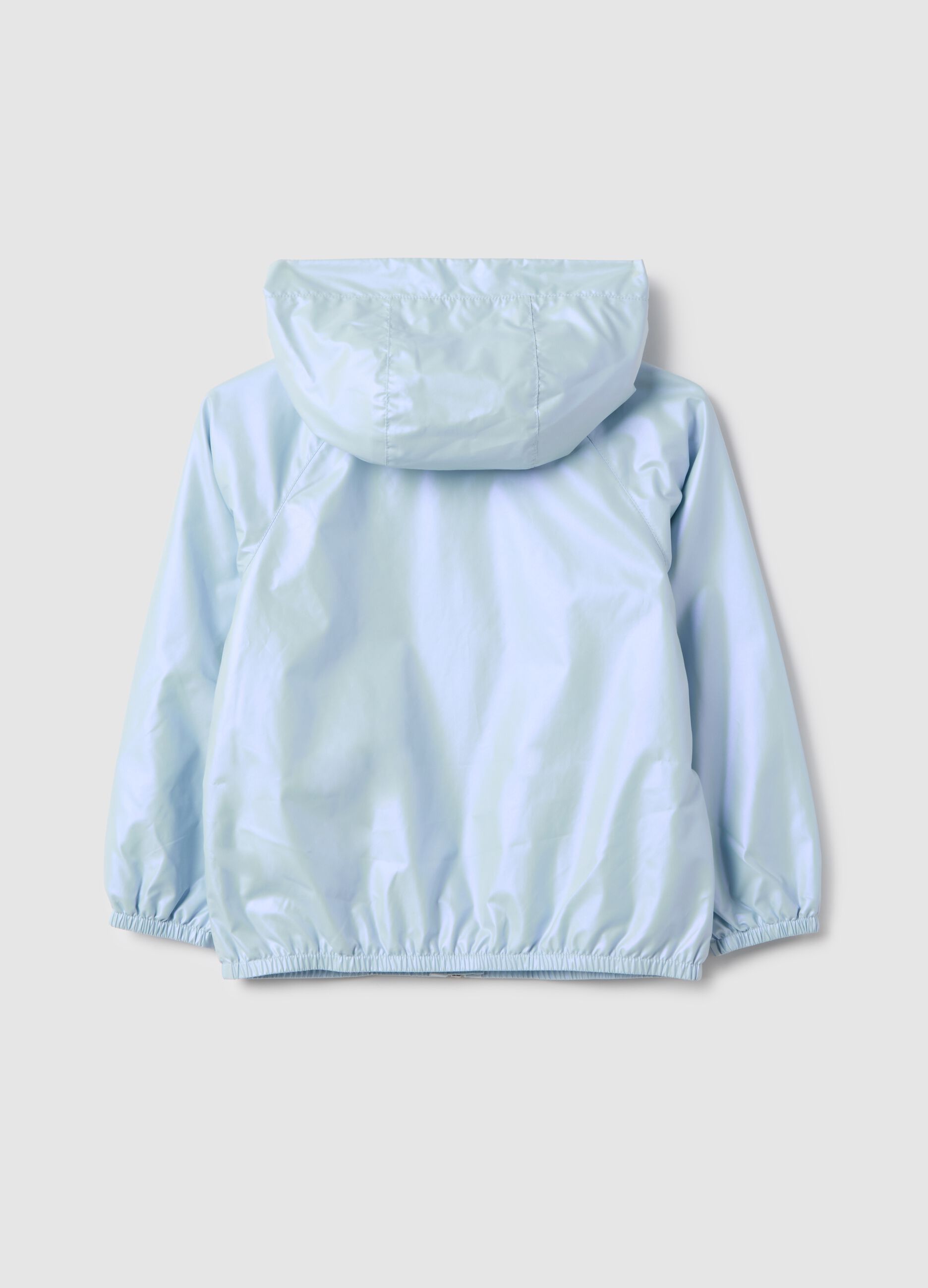 Girls' regular fit metallic blue jacket with zip and hood