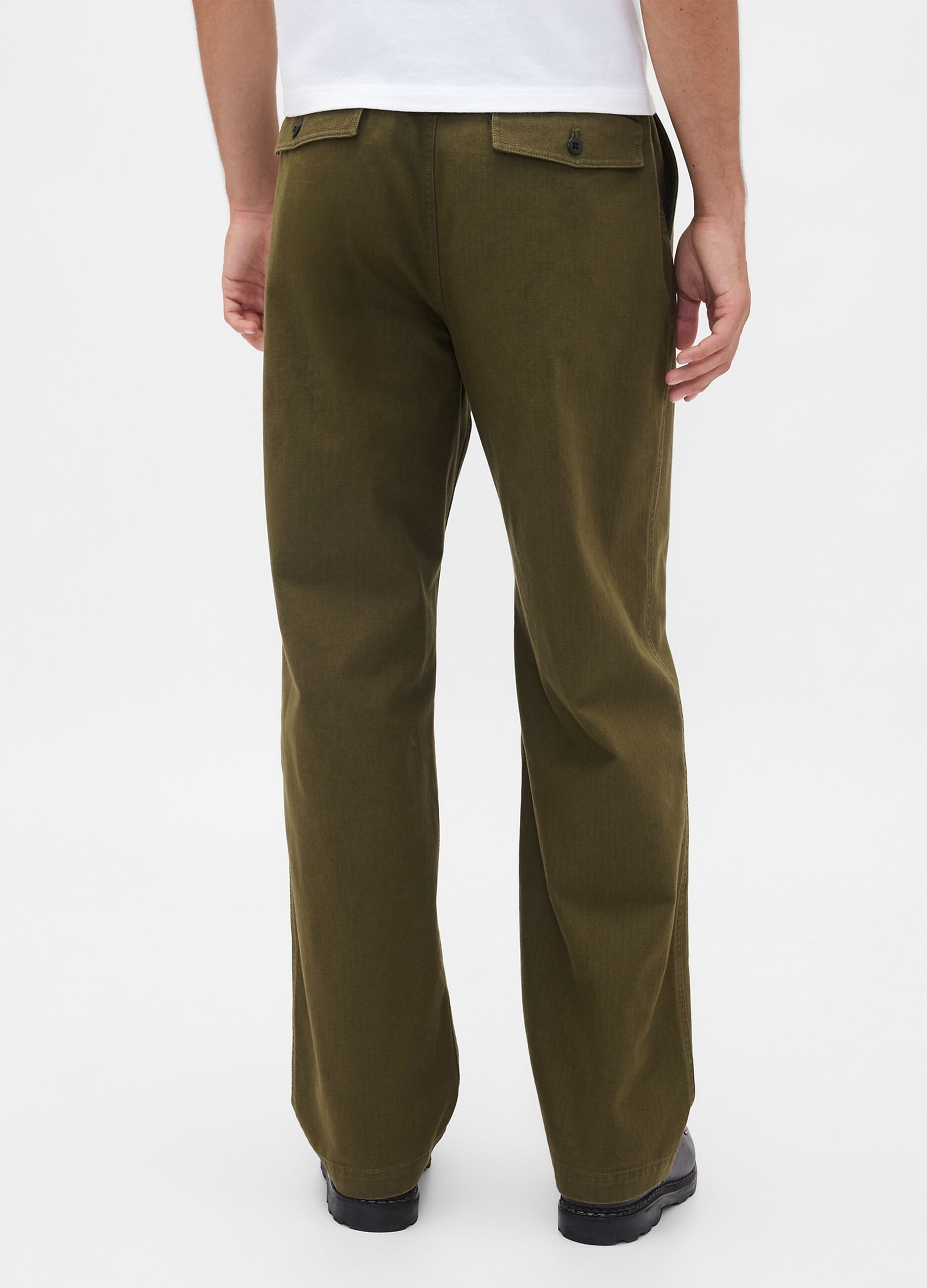 Green regular cotton trousers