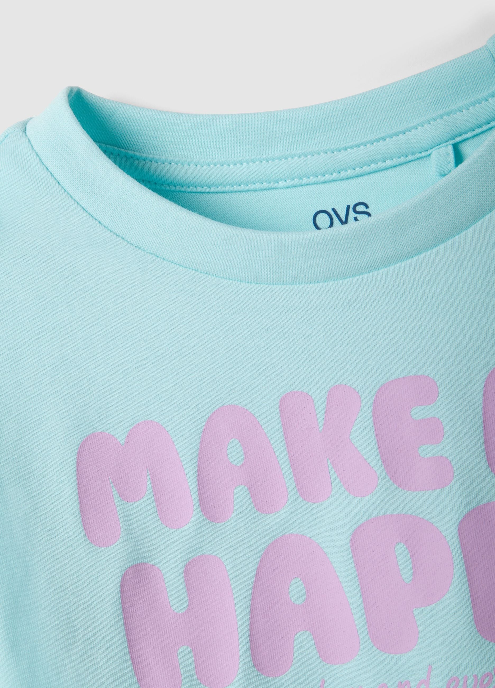 Girl's blue boxy fit pure cotton T-shirt with print