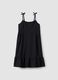 Black pure cotton dress with thin straps_3
