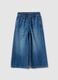 Wide-leg blue pure cotton jeans for girls_0