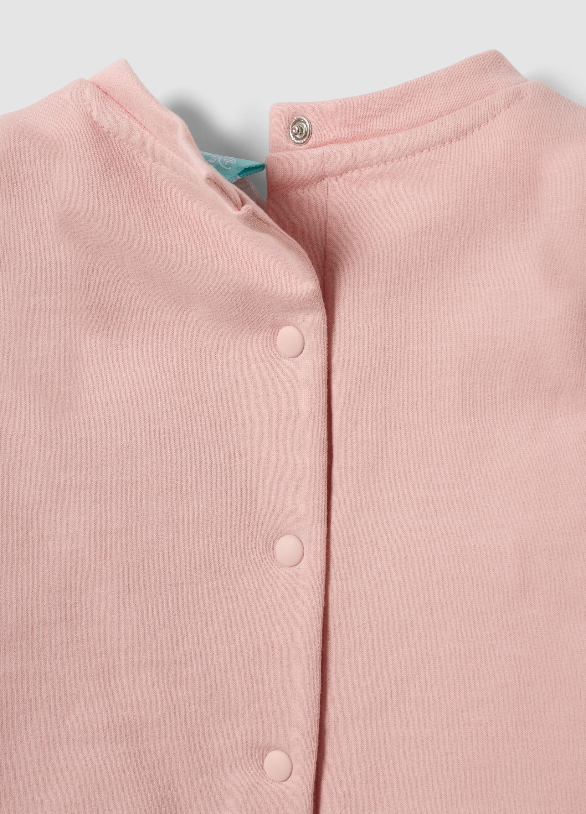 Pink organic cotton baby girl sleepsuit with Stitch print