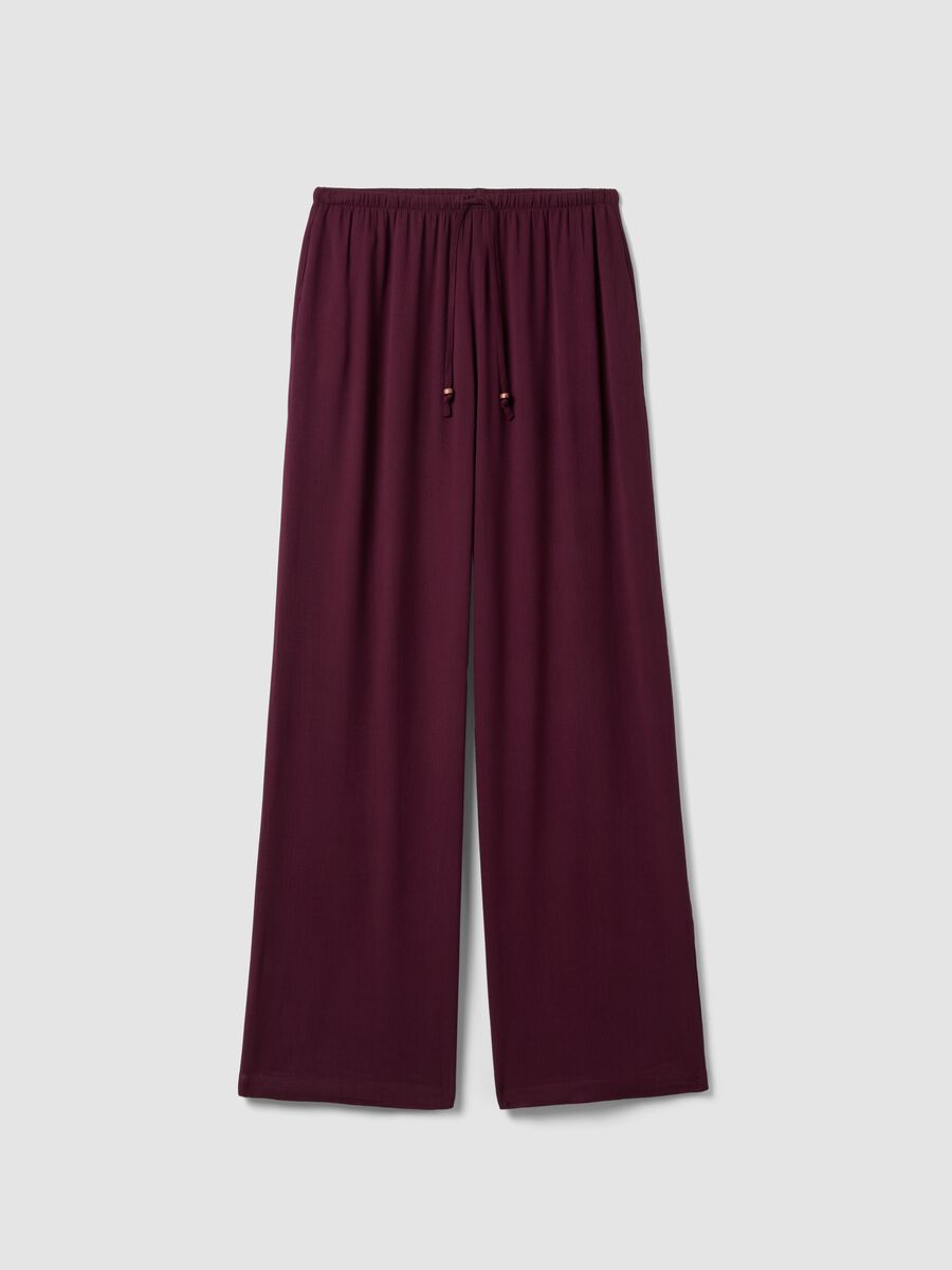 Purple pure viscose trousers with drawstring, relaxed fit_4