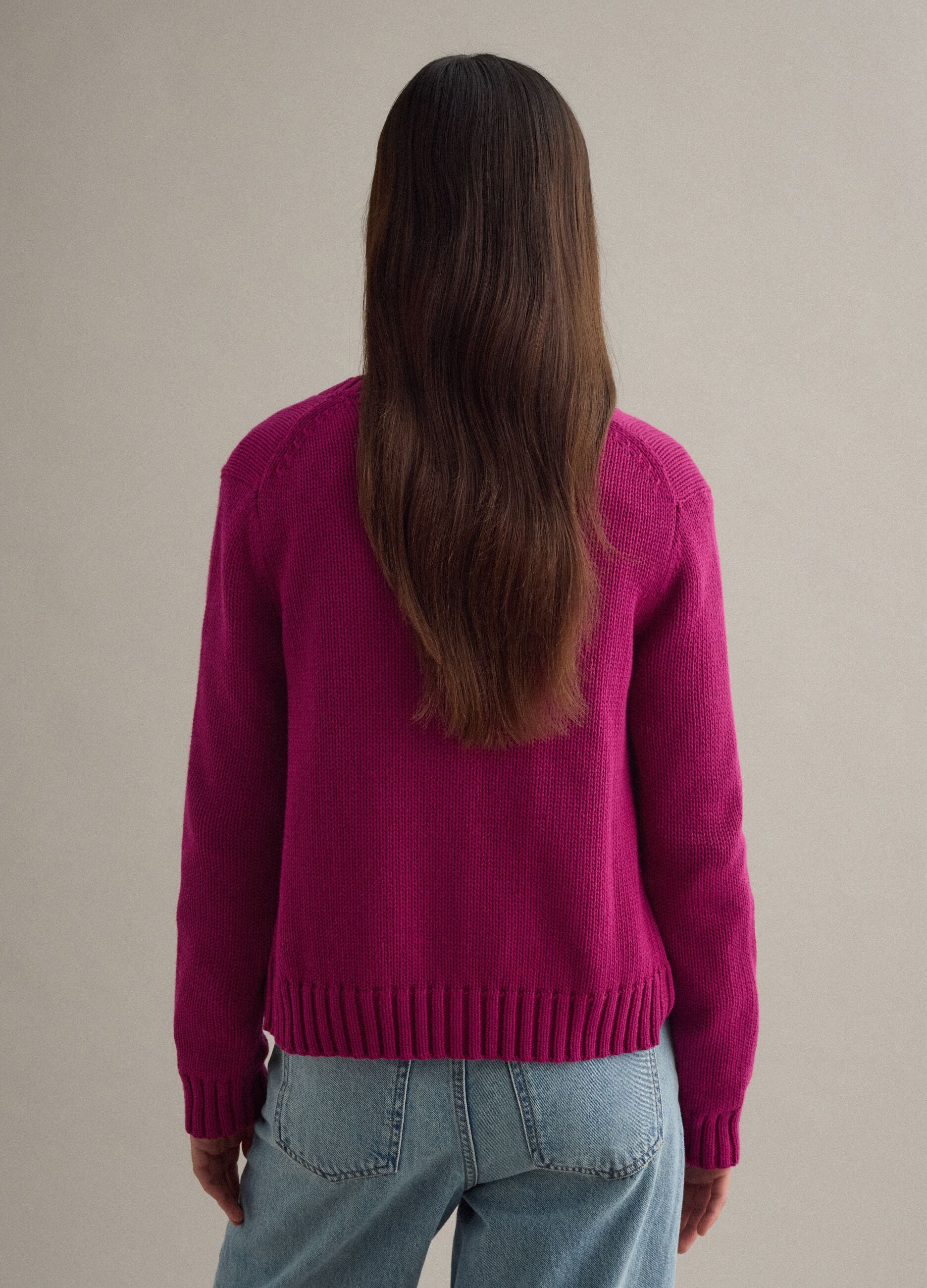 Red cardigan in pure cotton regular fit with buttons