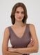 Brown stretch viscose camisole with deep V-neck and lace trim_1