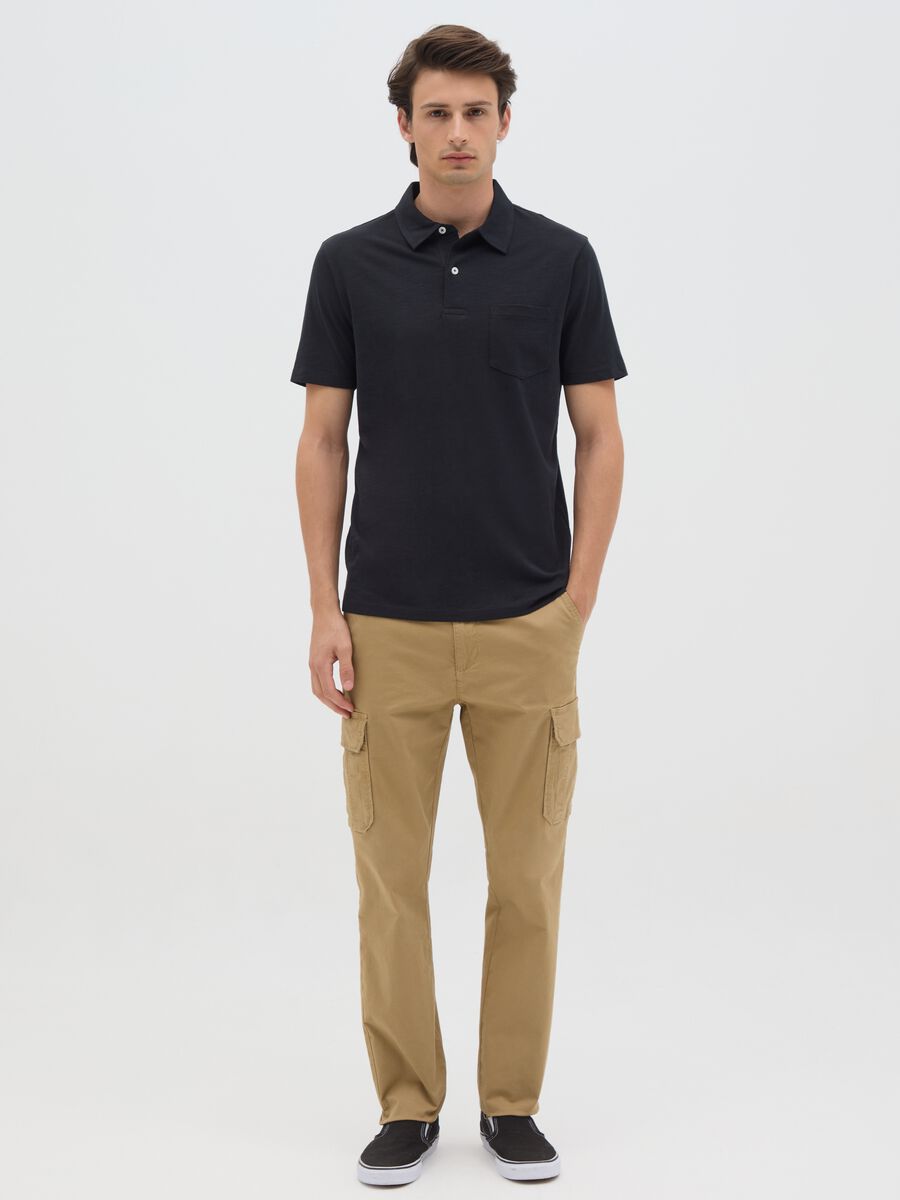 Men&rsquo;s black polo shirt in 100% cotton with regular fit_1